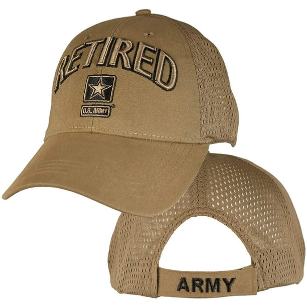 ARMY RETIRED WITH STAR LOGO COYOTE BROWN EMBROIDERED HAT CAP 